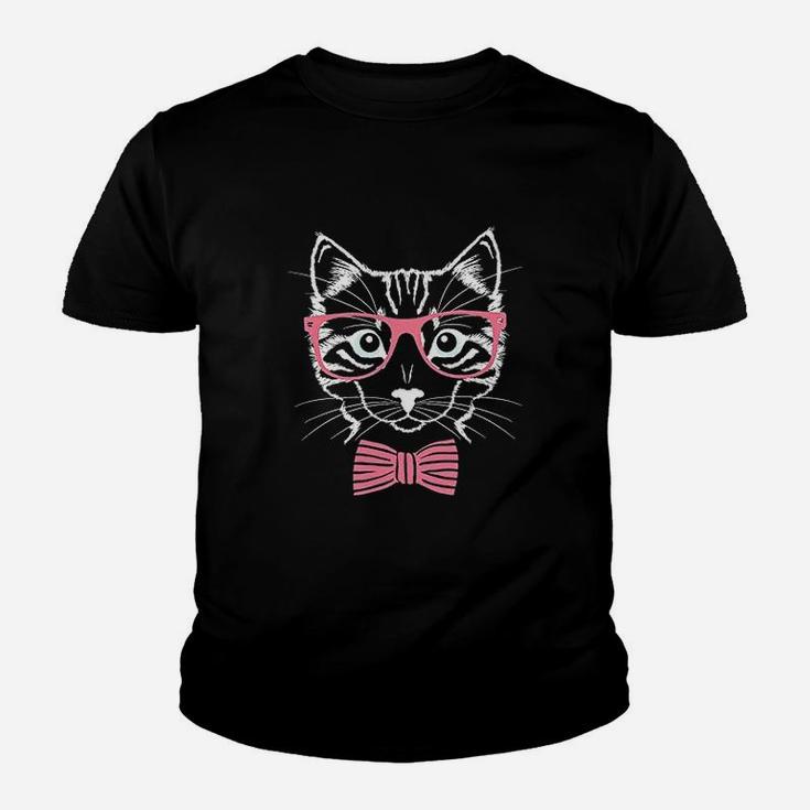 Funny Cat Pink Glasses Vintage Kid T-Shirt