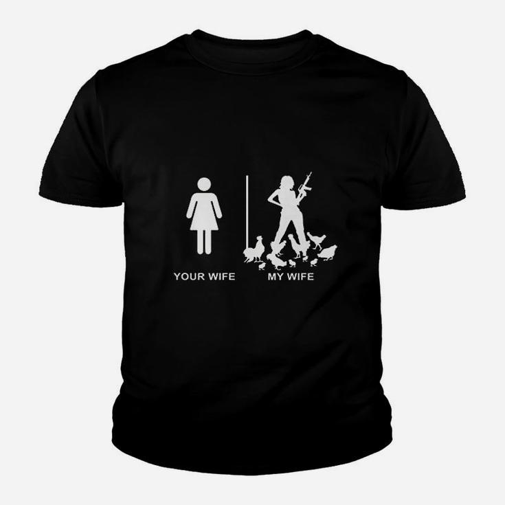 Funny Chicken Lady Husband Farm Dad Gift Your Wife My Wife Kid T-Shirt
