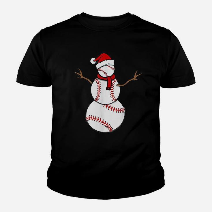 Funny Christmas Baseball Balls Santa Snowman Kid T-Shirt