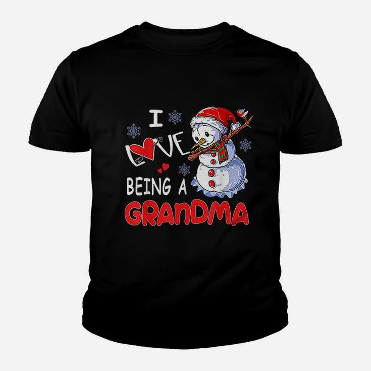 Funny Christmas I Love Being A Grandma Snowman Kid T-Shirt