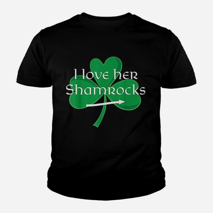 Funny Couples St Patricks Day I Love Her Shamrocks Kid T-Shirt