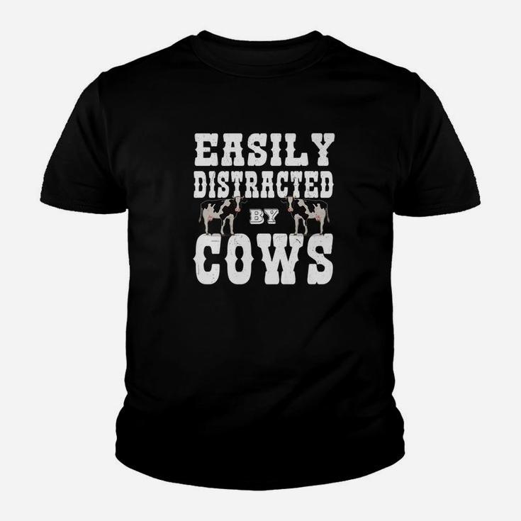Funny Farmer Gifts Easily Distracted By Cows Vintage Kid T-Shirt