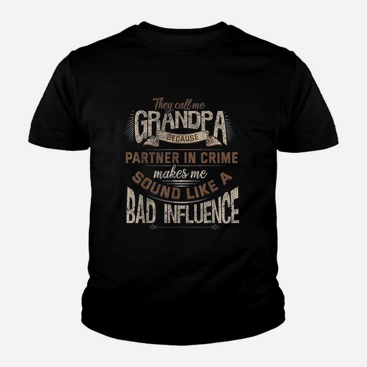 Funny Grandpa Birthday Christmas Partner In Crime Kid T-Shirt