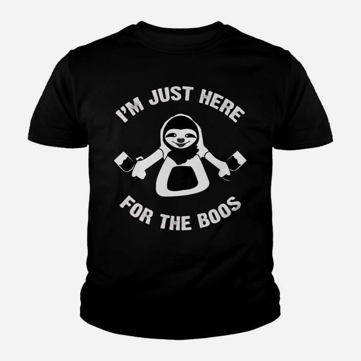 Funny Halloween Wine Sloth Im Just Here For The Boos Kid T-Shirt