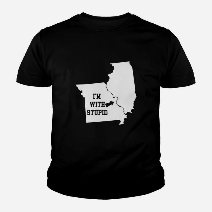 Funny I Am With Stupid Illinois From Missouri Kid T-Shirt