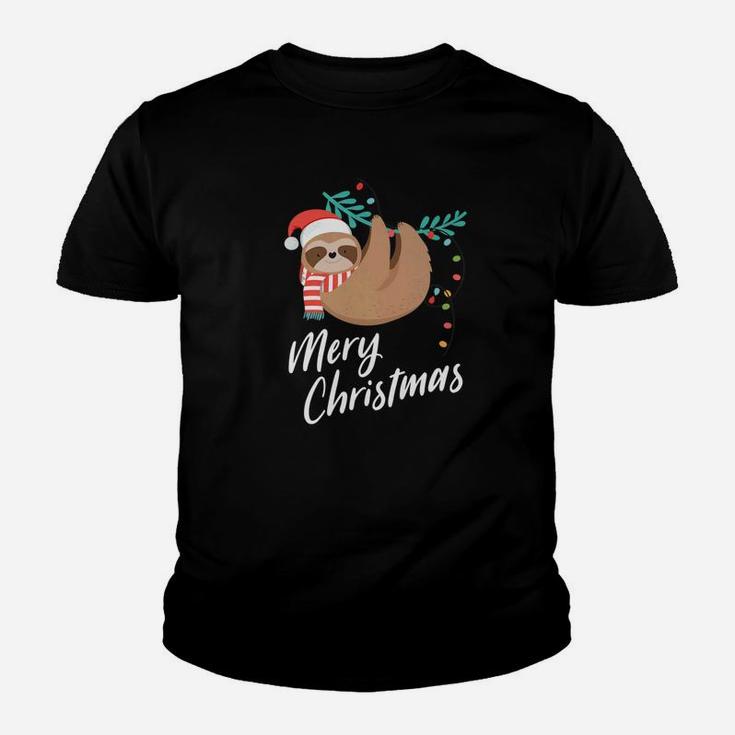 Funny Merry Christmas Santa Sloth Christmas Gift Kid T-Shirt