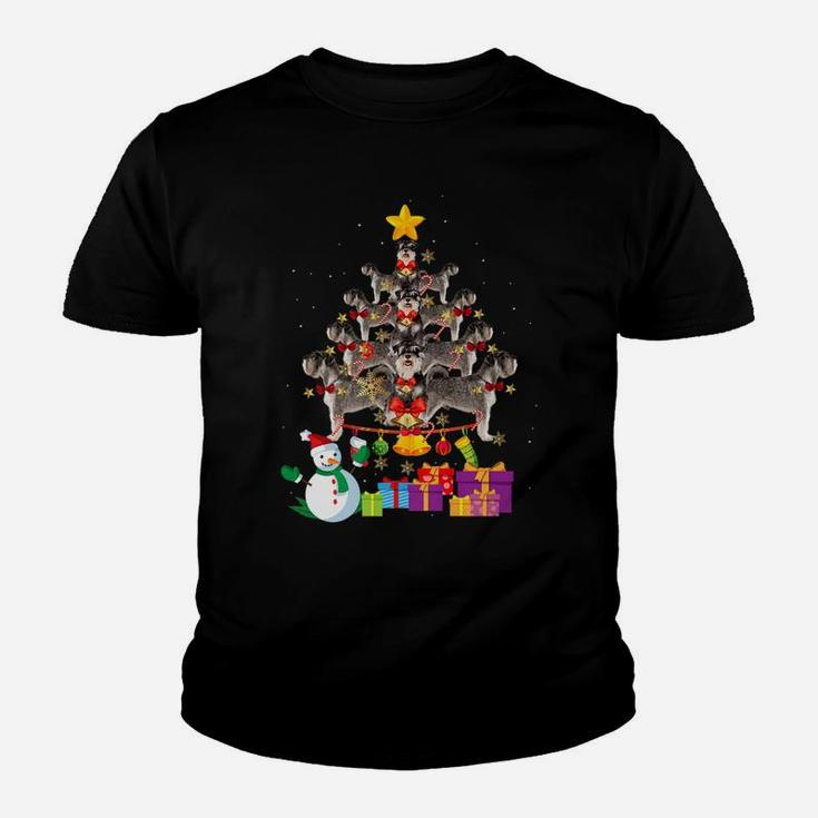 Funny Miniature Schnauzer Christmas Dog Tree Xmas Gift Kid T-Shirt
