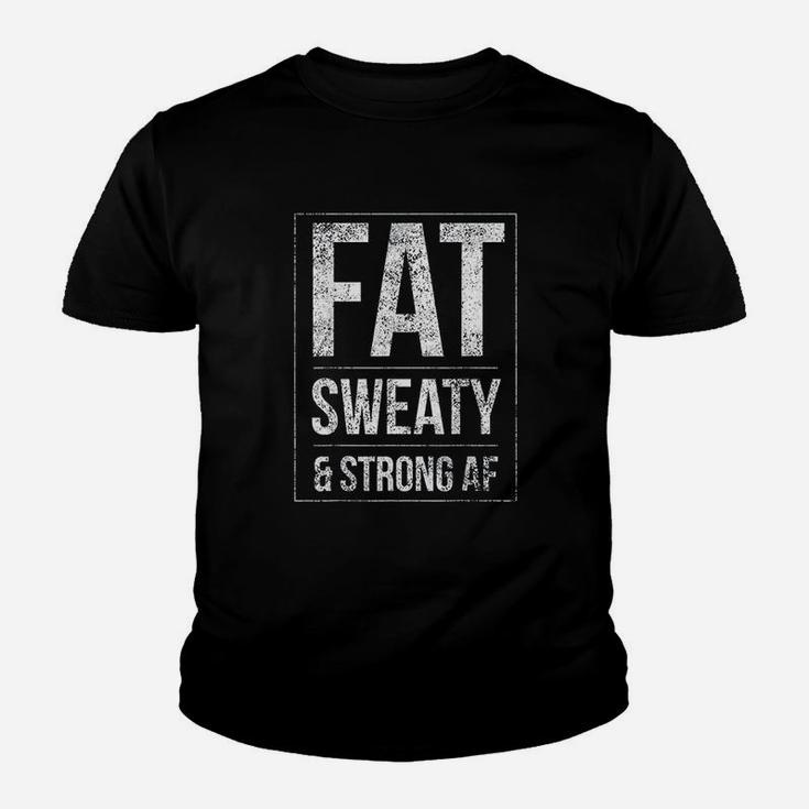 Funny Powerlifter Fat Strongman Powerlifting Strong And Heavy Kid T-Shirt