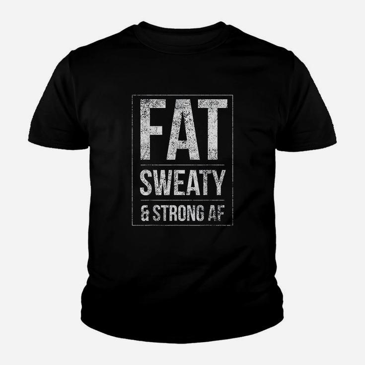 Funny Powerlifter Fat Strongman Powerlifting Strong Kid T-Shirt