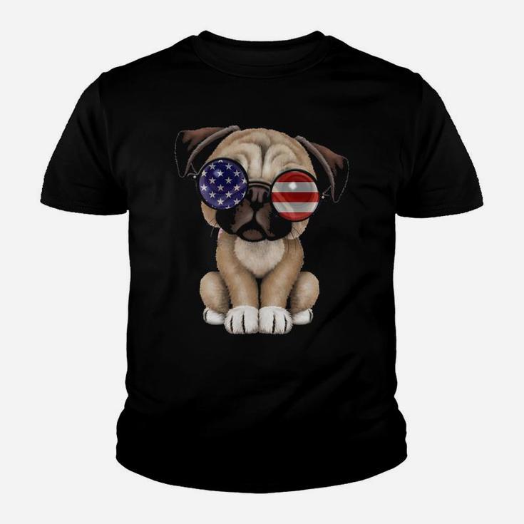 Funny Pug Dog Independence Kid T-Shirt