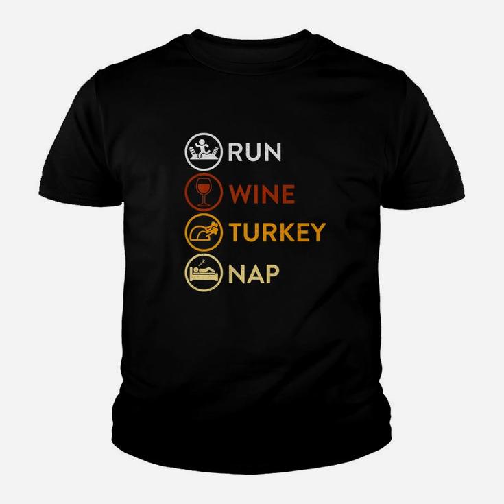 Funny Run Wine Turkey Nap Christmas Dinner 2017 Kid T-Shirt