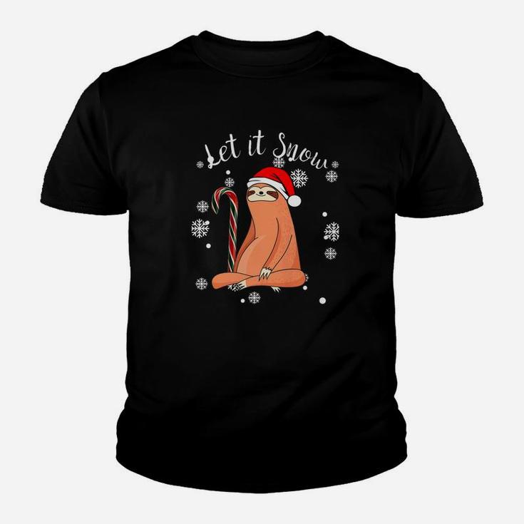 Funny Santa Sloth Let It Snow Holiday Christmas Gift Kid T-Shirt