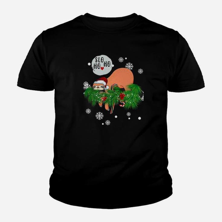 Funny Sloth Christmas Merry Slothmas Slo Ho Ho Gift Kid T-Shirt