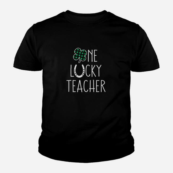 Funny St Patricks Day Gift For Prek Kinder One Lucky Teacher Kid T-Shirt