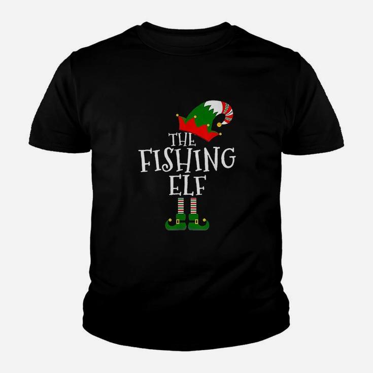 Funny The Fishing Elf Matching Family Group Gift Christmas Kid T-Shirt