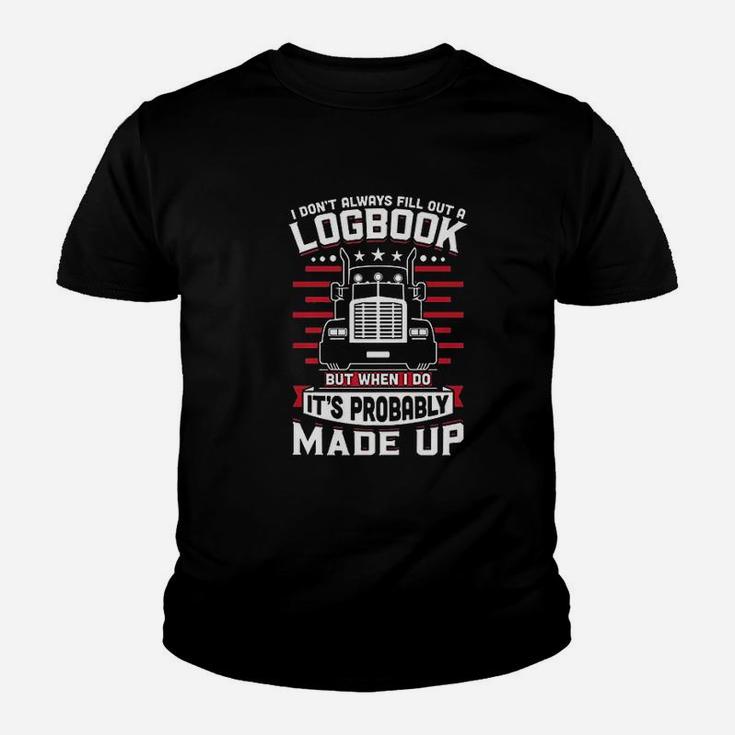 Funny Trucker Logbook Truck Driving Gift Tractor Trailer Kid T-Shirt