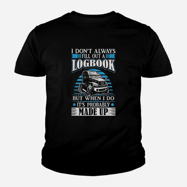 Funny Trucker Logbook Truck Driving On The Road Tractor Kid T-Shirt