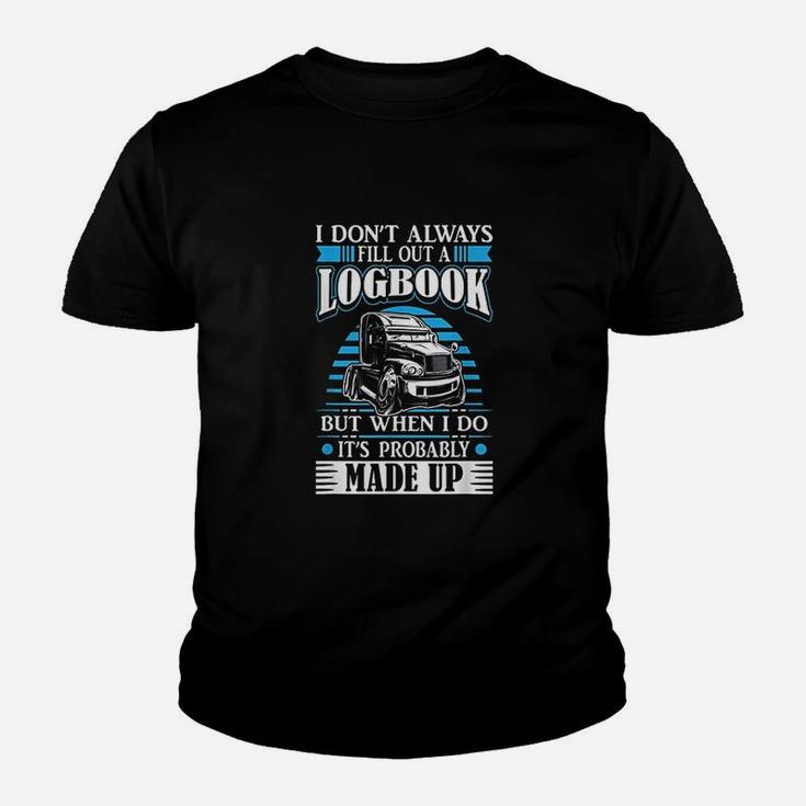 Funny Trucker Logbook Truck Driving On The Road Tractor Kid T-Shirt