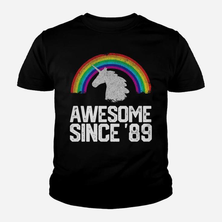 Funny Unicorn 1989 32nd Birthday Gift Rainbow Retro Vintage  Kid T-Shirt