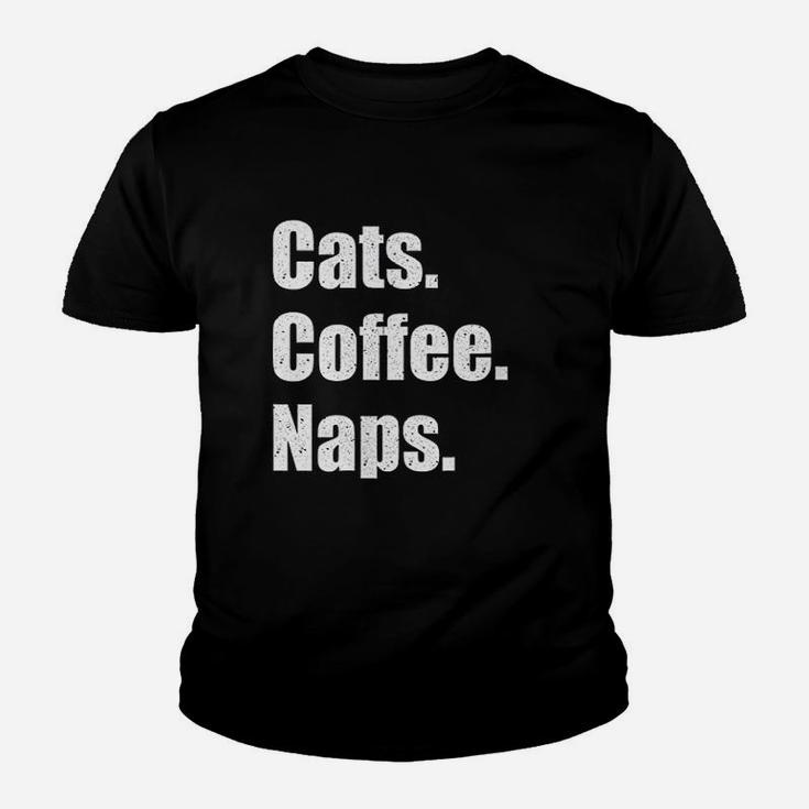 Funny Vintage Cats Coffee Naps Kid T-Shirt