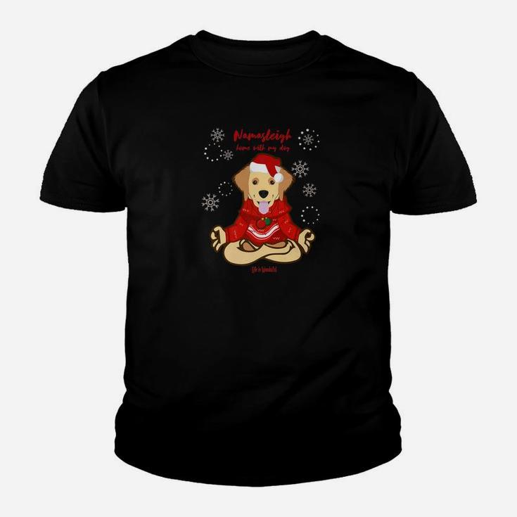 Funny Yoga Christmas Dog Shirt Golden Retriever Labrador Kid T-Shirt