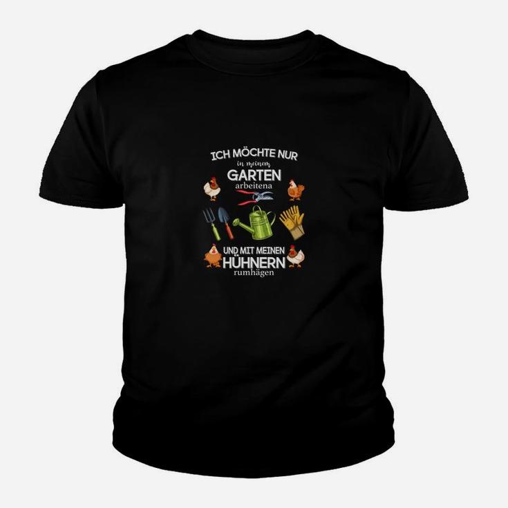 Gartenarbeit und Hühner Kinder Tshirt, Lustiges Hobby Tee