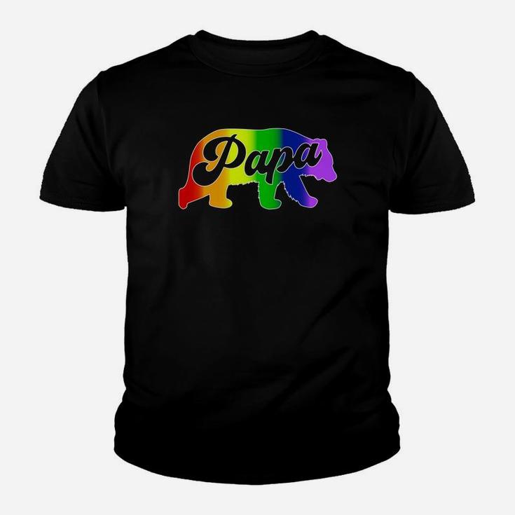 Gay Dad Shirt Papa Bear Pride Rainbow Colors Fathers Day Kid T-Shirt