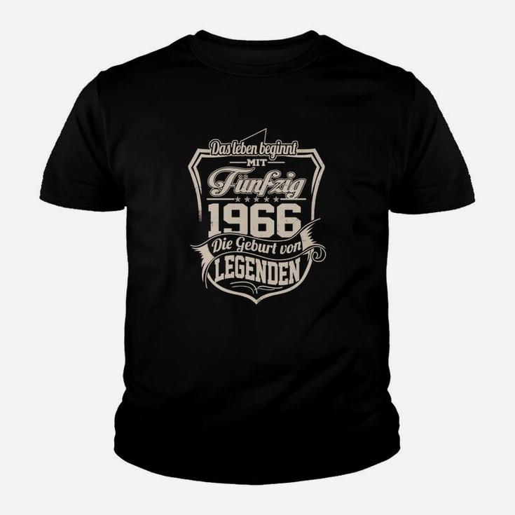 Geburt von Legenden 1966 Kinder Tshirt, Schwarzes Retro Herren Tee