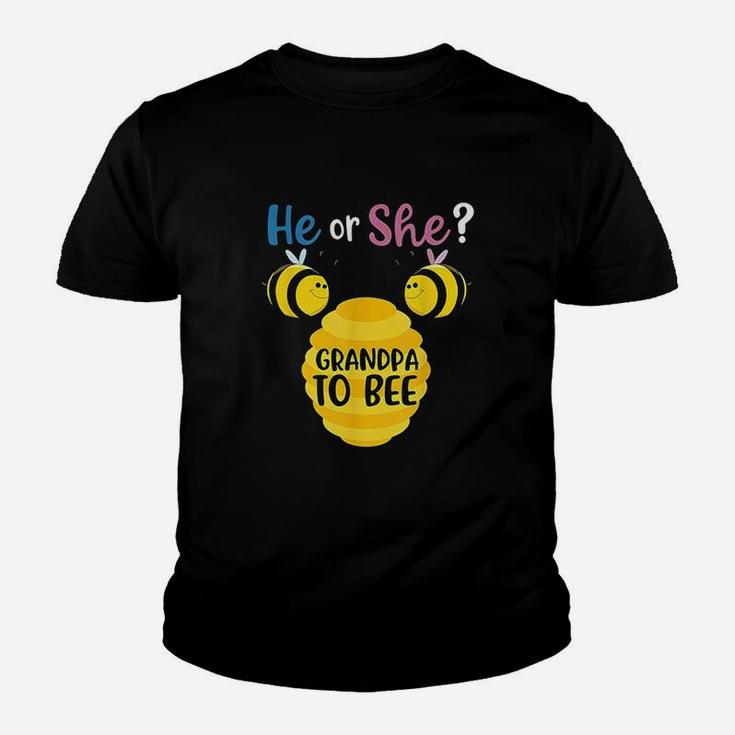 Gender Reveal What Will It Bee He Or She Grandpa To Be Gift Kid T-Shirt