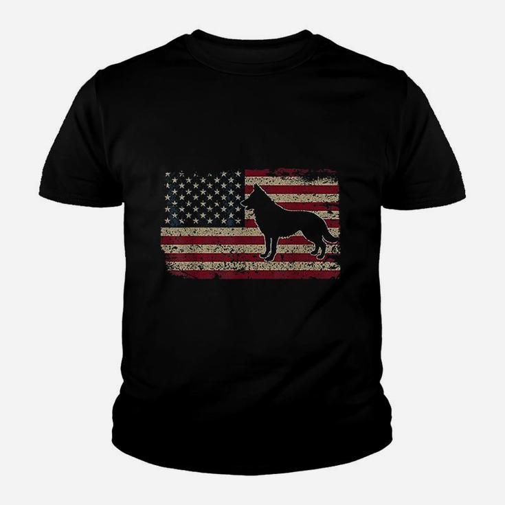 German Shepherd America Flag Patriotic Dog Lover Gift Kid T-Shirt