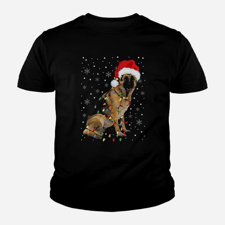 German Shepherd Christmas Santa Hat Funny Christmas Dog Love Kid T-Shirt