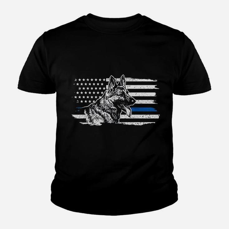 German Shepherd Dog Thin Blue Line Patriotic Police Kid T-Shirt