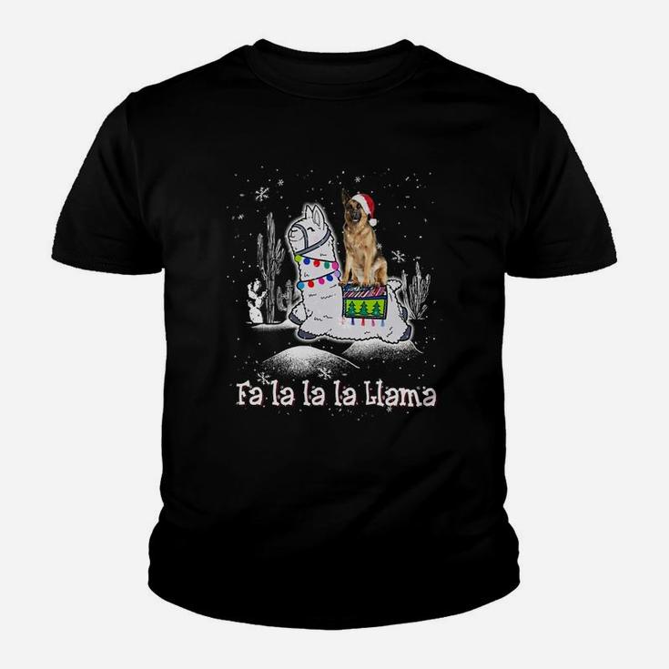 German Shepherd Fa La La La Llama Christmas Dog Lovers Kid T-Shirt