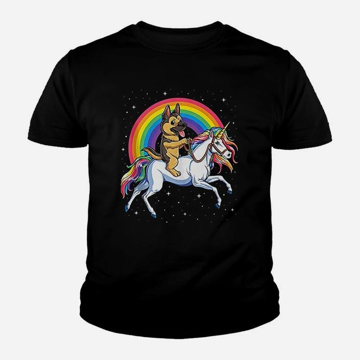 German Shepherd Unicorn Women Space Galaxy Rainbow Dog Lover Kid T-Shirt