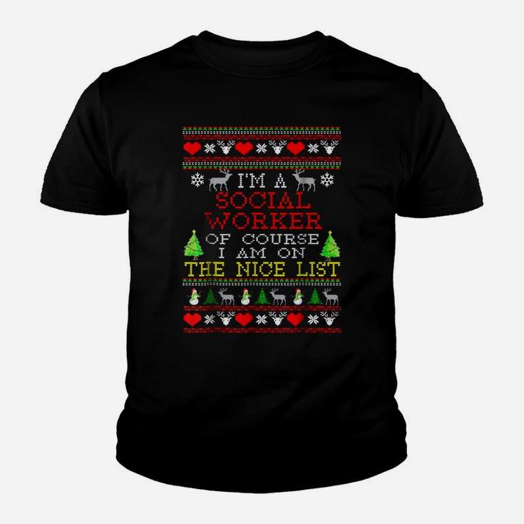 Gift For Social Worker Ugly Christmas Sweater Tshirt Kid T-Shirt