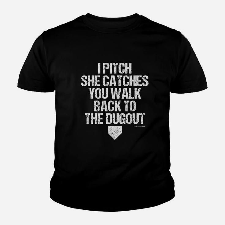 Girls Fastpitch Catcher Pitcher Funny Softball Youth T-shirt
