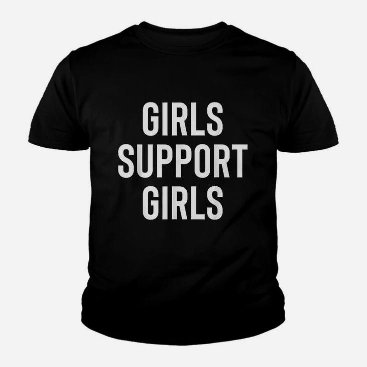 Girls Support Girls Strong Female Power Empowering Quote Kid T-Shirt