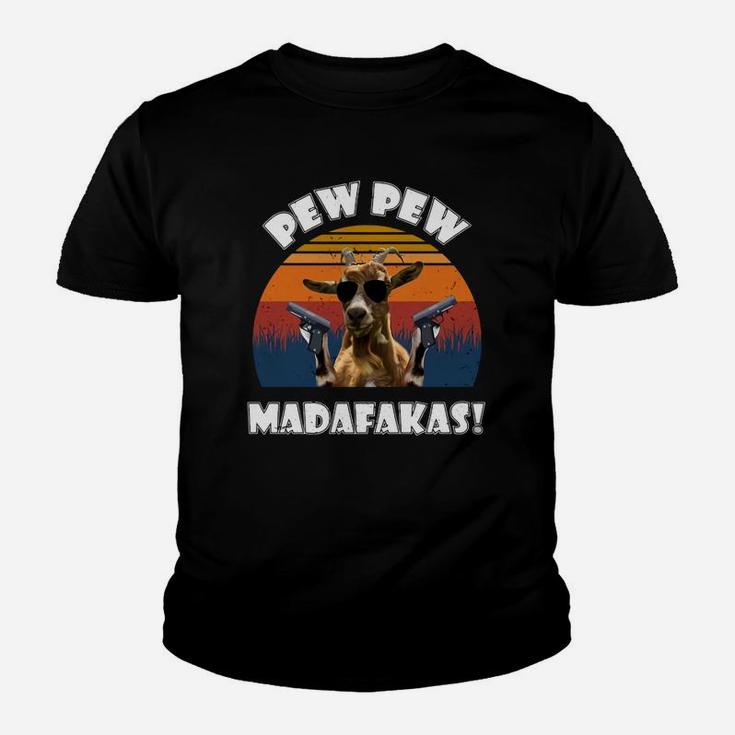 Goat Pew Pew Madafakas Vintage Retro Kid T-Shirt