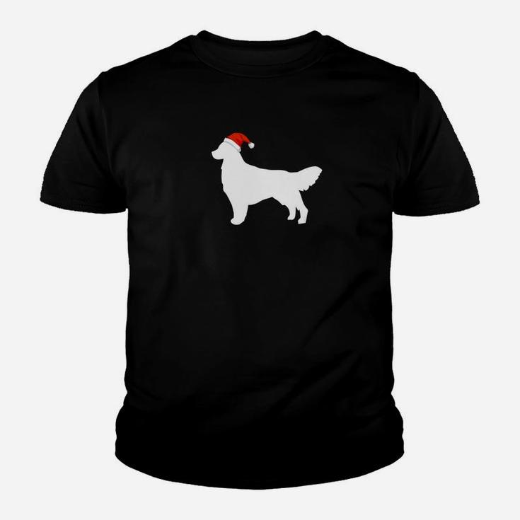 Golden Retriever Santa Hat Christmas Dog Kid T-Shirt