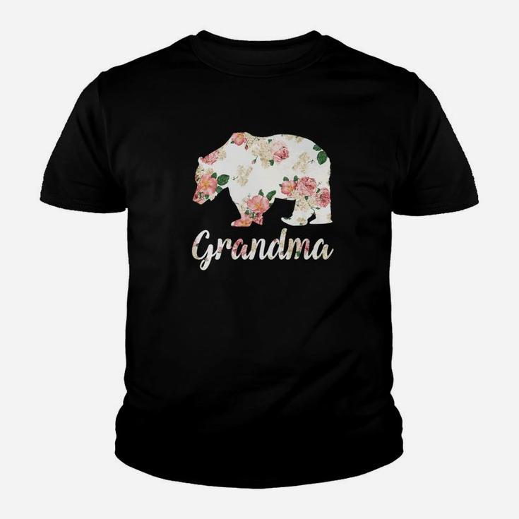 Grandma Bear Floral Family Christmas Matching Gift Kid T-Shirt