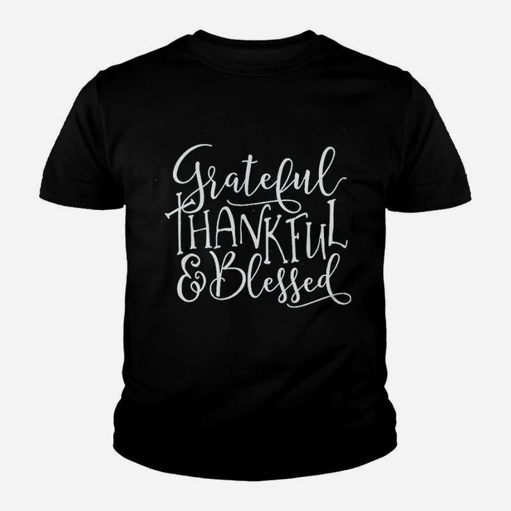Grateful Thankful Blessed Thanksgiving Funny Kid T-Shirt