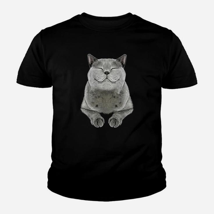 Grey Cat Smile Eager Face Kid T-Shirt