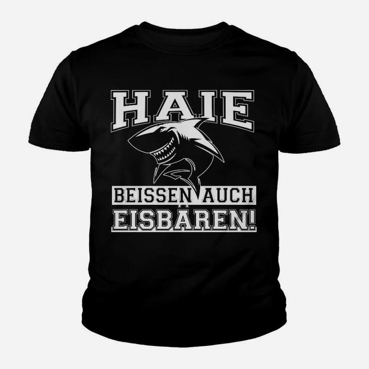 Haifisch Motiv Kinder Tshirt für Sportfans, Schwarzes Tee mit Spruch