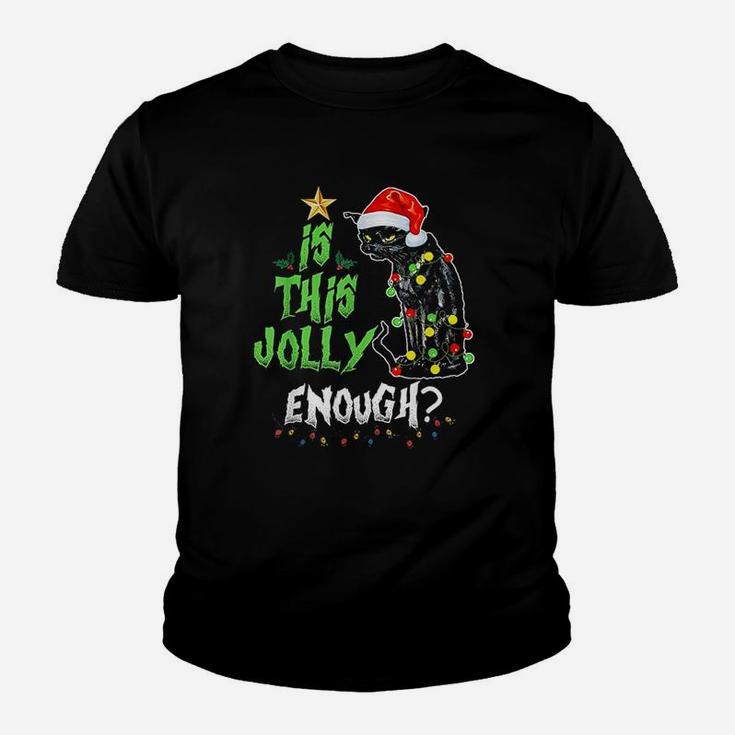 Halloween Is This Jolly Enough Noel Cat Merry Christmas Kid T-Shirt