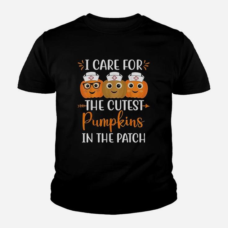 Halloween Nurse I Care For The Cutest Pumpkins In The Patch Kid T-Shirt