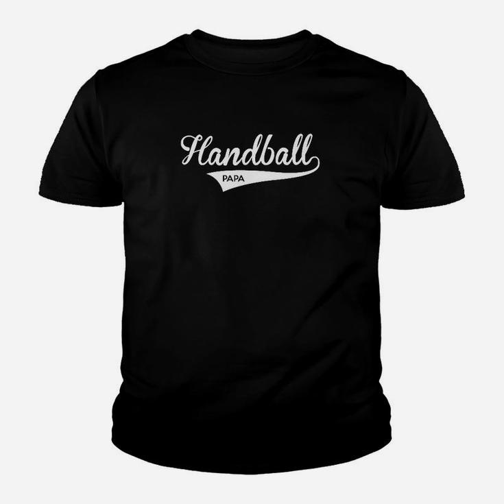 Handball Papa Kinder Tshirt in Schwarz, Sportliches Tee für Väter