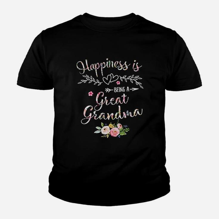 Happiness Is Being A Great Grandma For Women Flower Grandma Kid T-Shirt