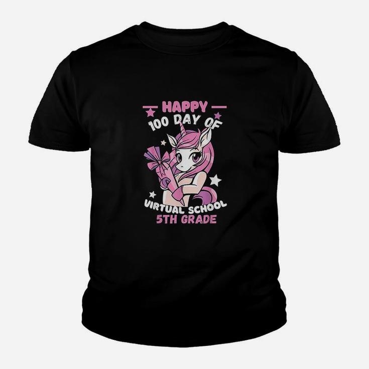 Happy 100 Days Of Virtual 5th Grade School Unicorn Teacher Kid T-Shirt