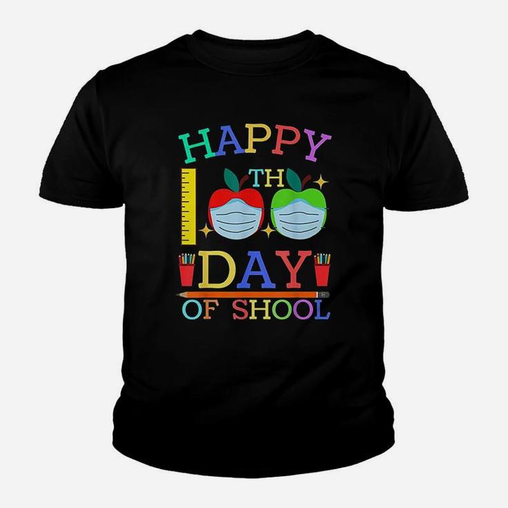 Happy 100th Day Of School Apple Teacher Kid T-Shirt