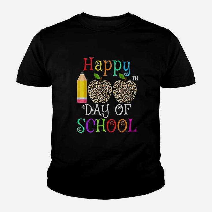 Happy 100th Day Of School Leopard Print Gift Teacher Student Kid T-Shirt